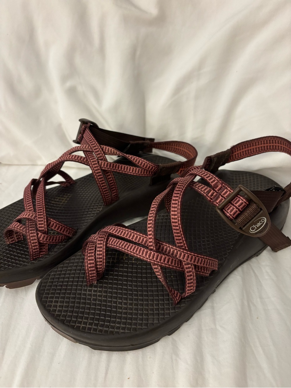 Chaco Women's Strappy Outdoor Sandals in Dark Red and Brown
